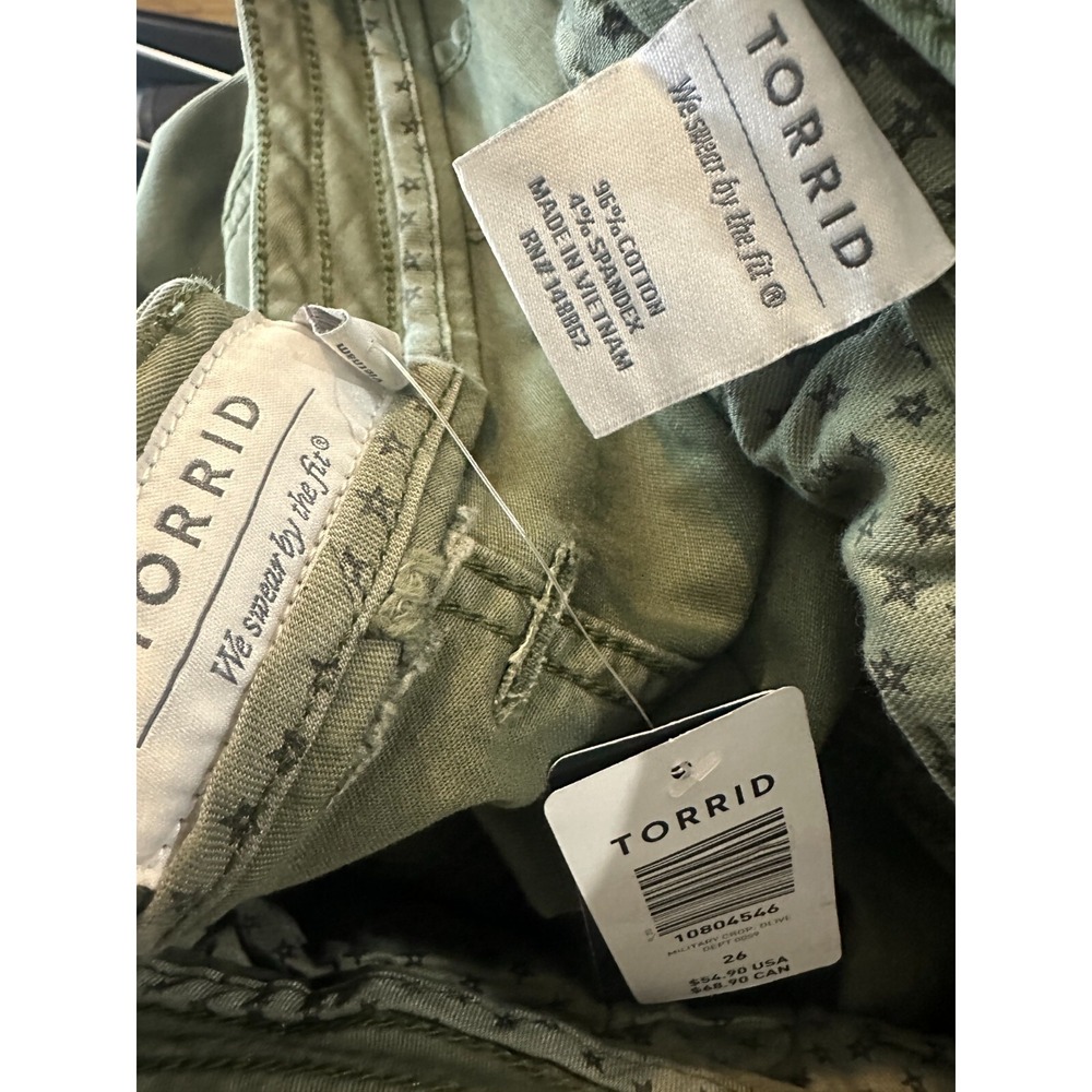 NWT Torrid Crop Twill Military Pants Olive Green Utility Women's Plus Size 26 - Picture 10 of 13